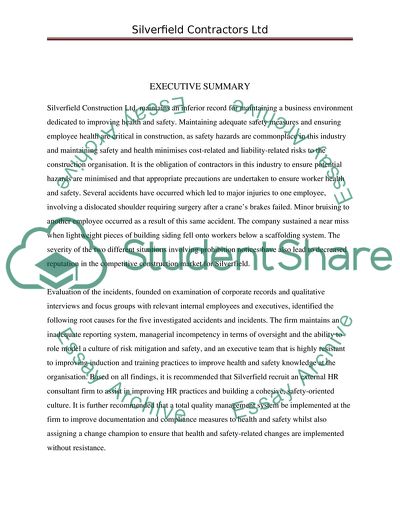 An Investigation into the Poor Health and Safety Record for Silverfield Contractors Ltd