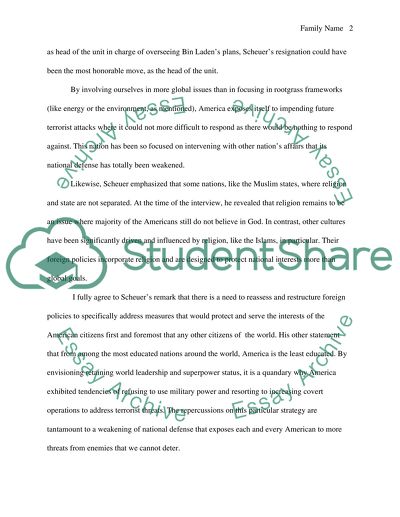 A Critique on the Interview with Dr Michael Scheuer