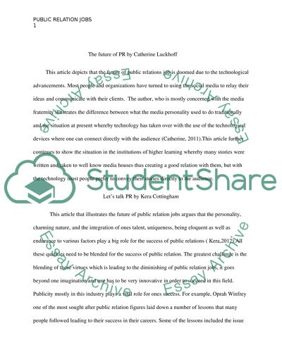 The Future of Public Relation Jobs