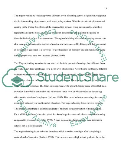 Schooling and Earning Theories