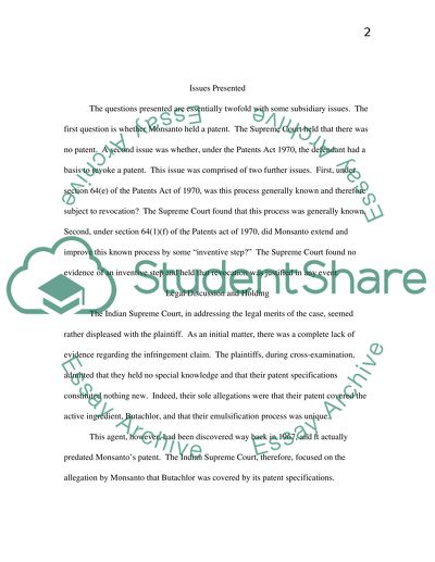 Monsanto Company by Their Patent Agent, De Penning and Depen v. Coramandal Indag Products LTD