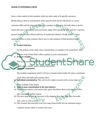 Mass Customization of Products