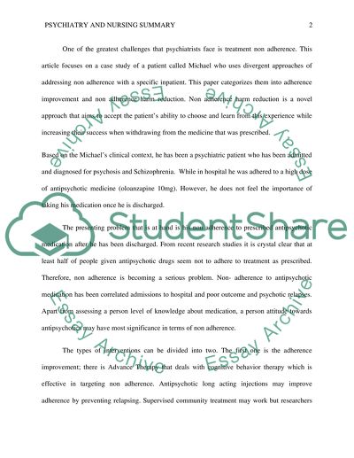 Psychiatry and Nursing Summary