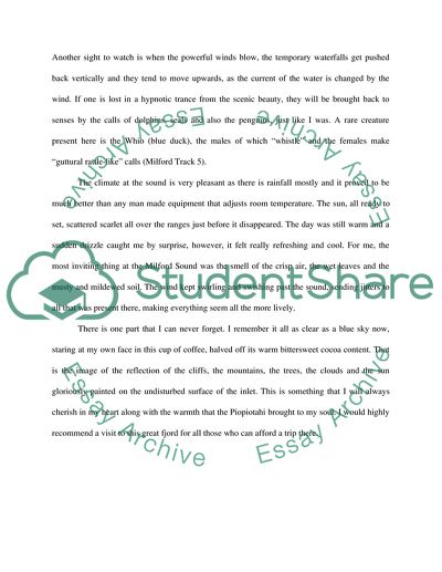 Descriptive Profile of Milford Sound Fjord