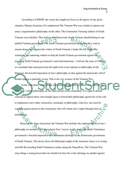 Apocalypse Now - the Lessons of the Vietnam War to Todays Society