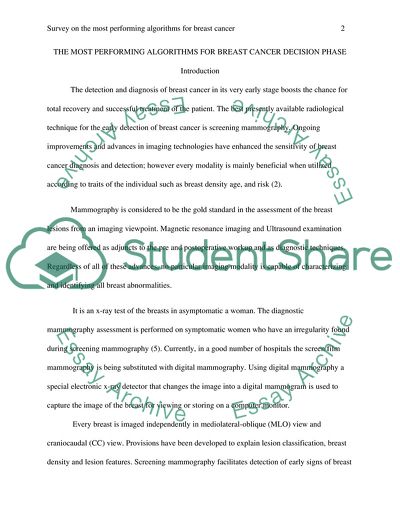 Algorithms for Breast Cancer Decision Phase