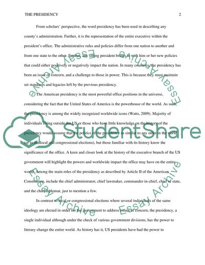 The Presidency Research Paper
