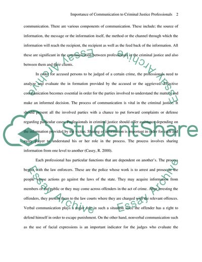 Importance of Communication to Criminal Justice Professionals