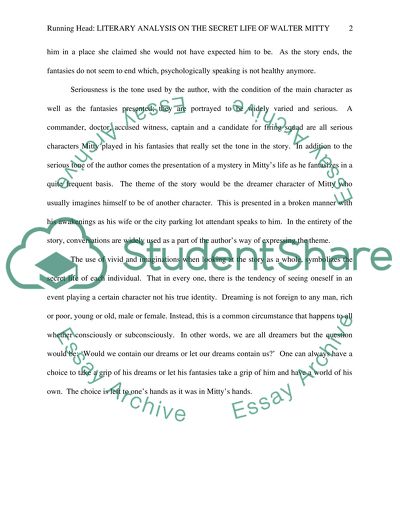 Literary Analysis on the Secret Life of Walter Mitty by James Thurber