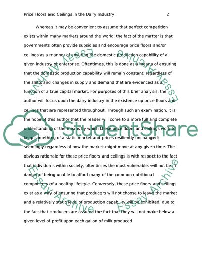 Price Floors and Ceilings in the Dairy Industry