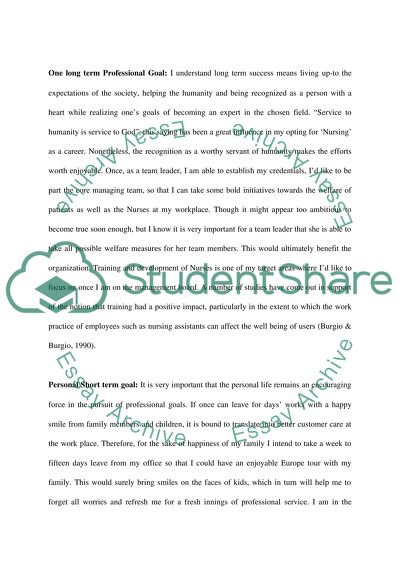 Professional Short-Term Goals in Nursing