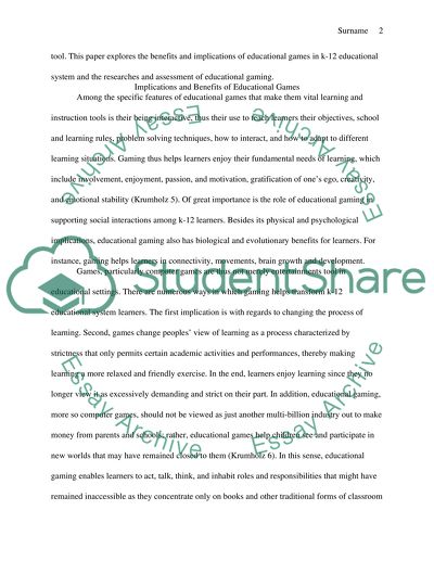 The Implications, Benefits, Research, And The Assessment Of Serious Gaming Integration Into The K-12 Educational Model