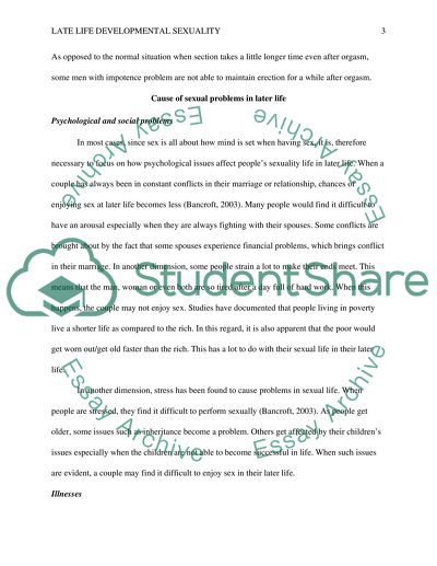 Late Life Developmental Sexuality: sexuality in later life