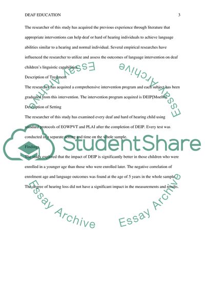 Annotated bibliography on cognition for deaf