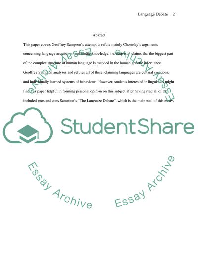 Evaluation of Geoffrey Sampsons The Language Debate