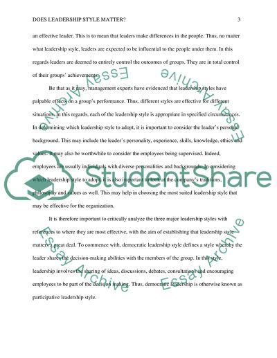 Does Leadership Style Matter