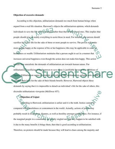 Sterling Harwoods Objections to Utilitarianism