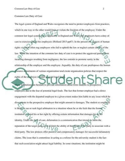 Common Law Duty of Care