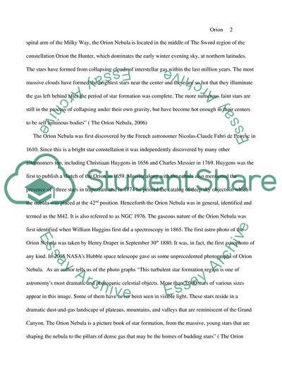 The Orion Nebula and Its Peculiarities