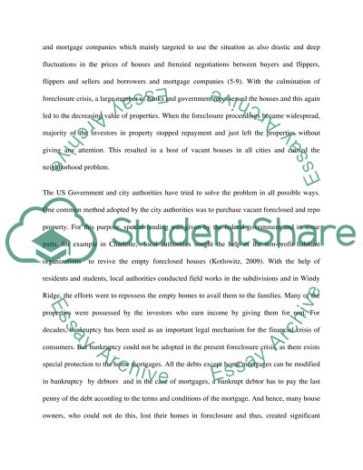 Foreclosure Crisis and Cities