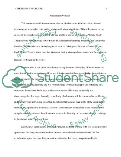 Assessment Proposal,