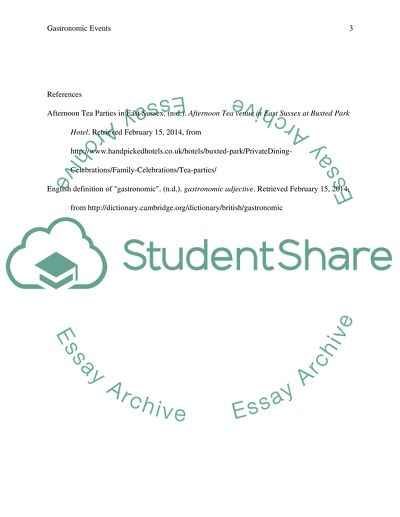 An introduction into the importance and nature of gastronomic events (Afternoon tea)