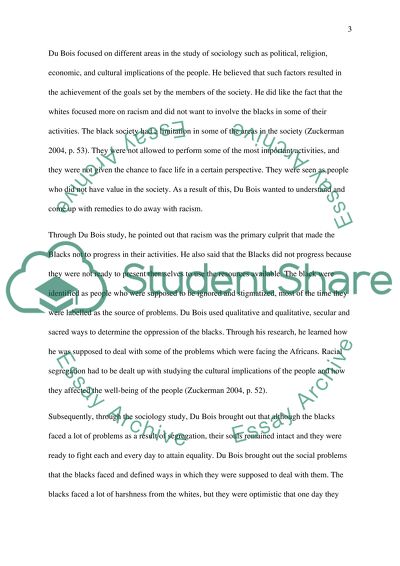 Du Bois Contribution to a Sociological Understanding of Race