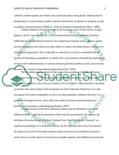 Difficulties of Defining Terrorism