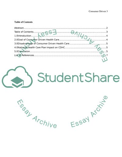 Consumer Driven Health Care