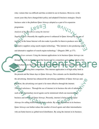 Use of Internet Technologies in Qatar Airways