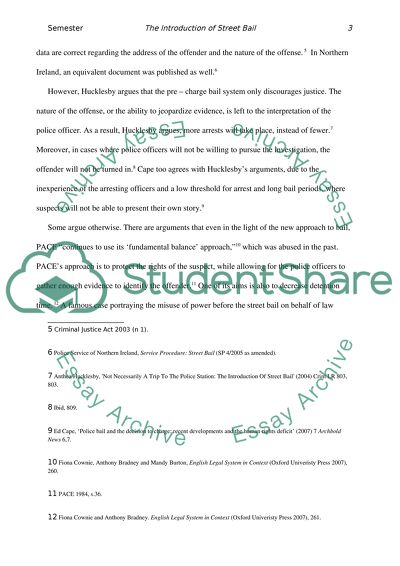 The Introduction of Street Bail