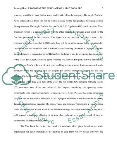 Proposing the Puchase of a Mac Book Pro