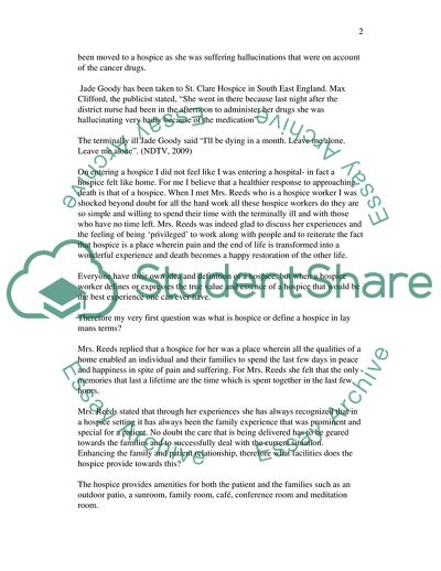 Impacts of a Hospice Visit/Interview