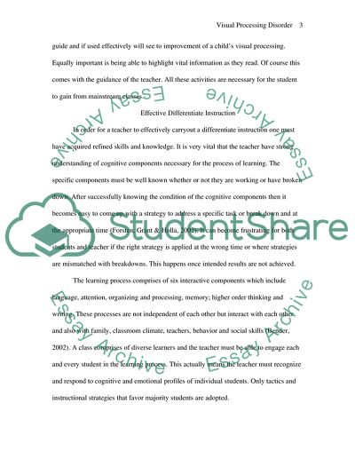Inclusion of Students with Visual Processing Disorder