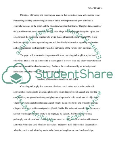 Coaching Portfolio: Philosophies, Communication and Motivation