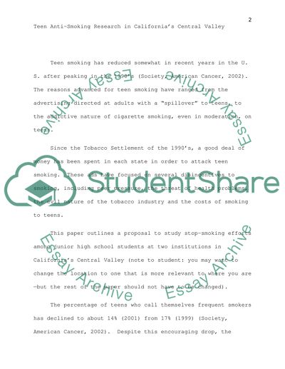 Teen Anti-Smoking Research