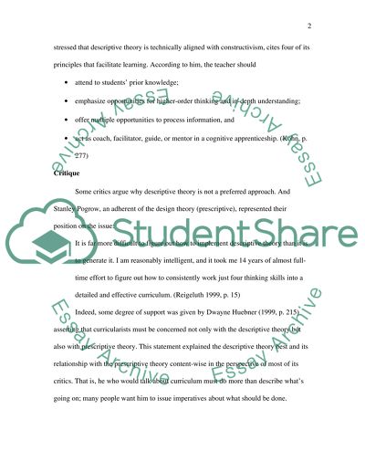 The Curriculum Descriptive Theory