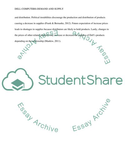 Dell Computers - Supply and Demand