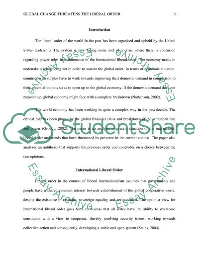 Global Change Threatens the Liberal Order