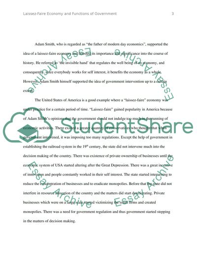 Laissez-Faire Economy and Functions of Government