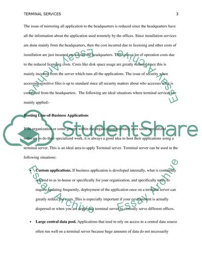 Network Infrastructure Planning, Terminal Services