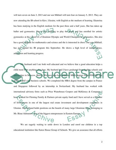 Request for Admission of Children to the Eaton House Group of Schools