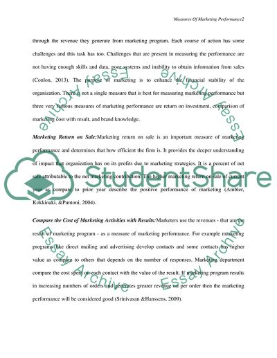 Measuring Marketing Performance