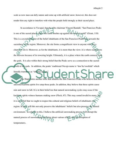 Arguments on the Legalization of Snow Making Using Dirty Water