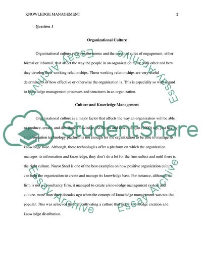 Knowledge Management and Organizational Culture