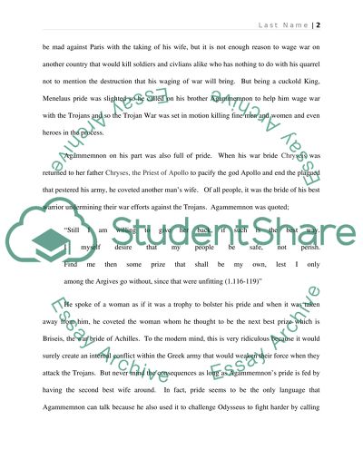 Pride in Homers Iliad