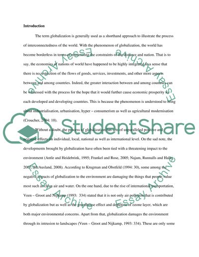 Globalization: A Threatening Reality to the Environment