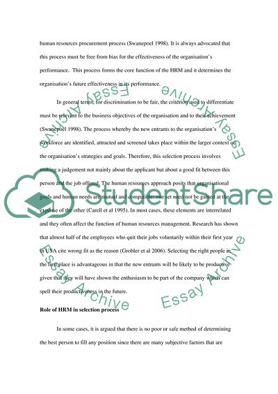 Role of HRM in Selection Process