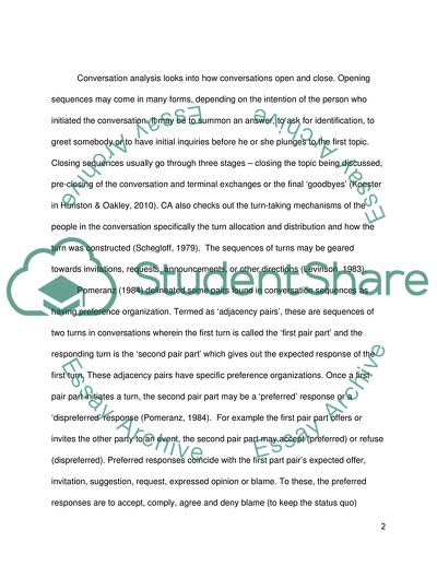 Conversation Analysis of Two Conversation Extracts
