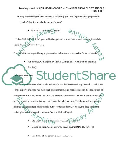 Major Morphological Changes from Old to Middle English
